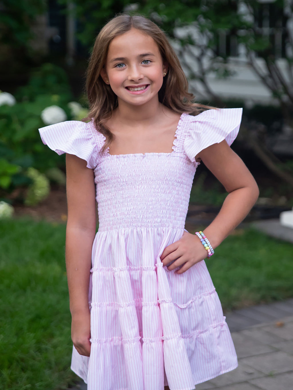Be Elizabeth Girls' Charlotte Smocked Dress Dress - Saint Bernard