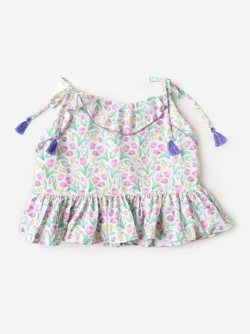 Be Elizabeth Girls' Pom Pom Top