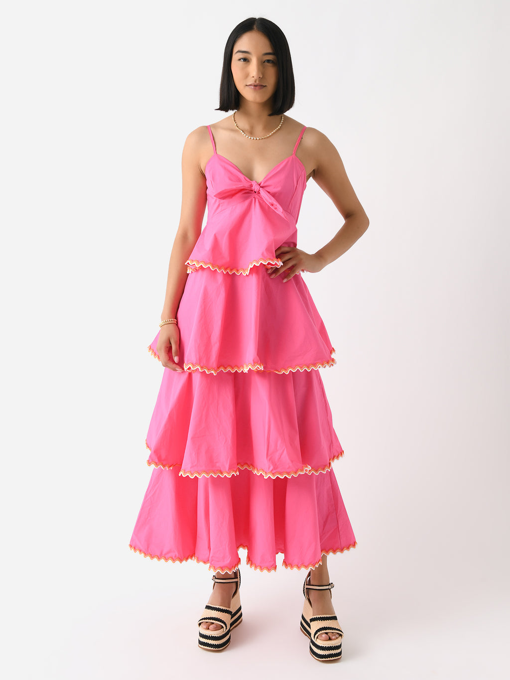 English Factory Women's Poplin Tiered Ric Rac Trim Maxi Dress - Saint Bernard