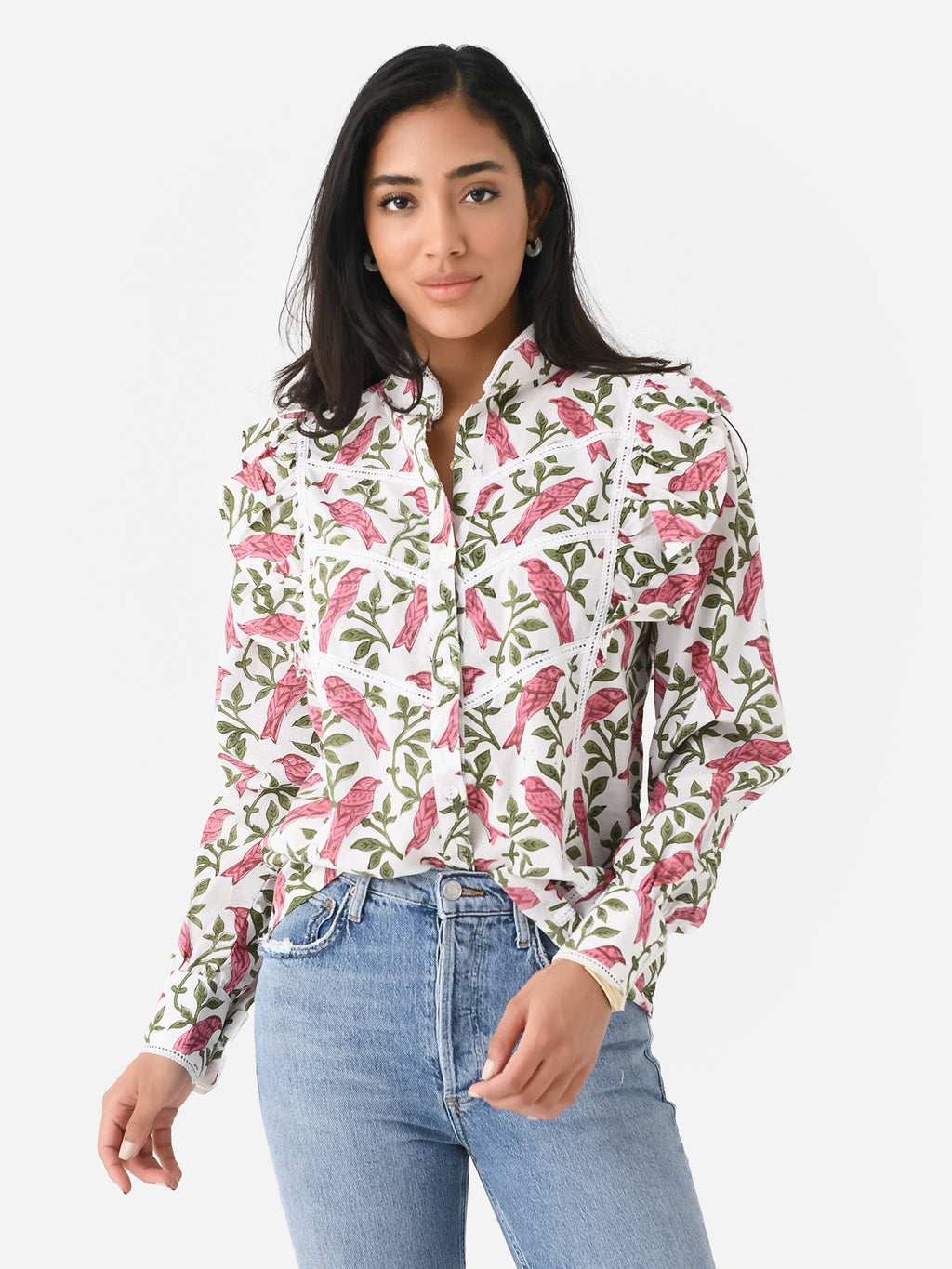 Sur La Vague Women's Birdie Long Sleeve Blouse - Saint Bernard