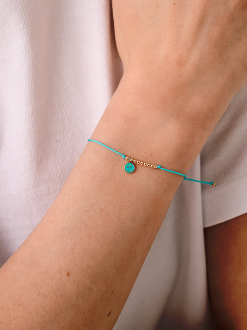 Sydney Evan Mini Enamel Happy Face Cord Bracelet