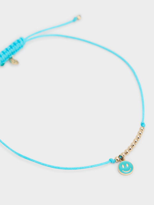 Sydney Evan Mini Enamel Happy Face Cord Bracelet
