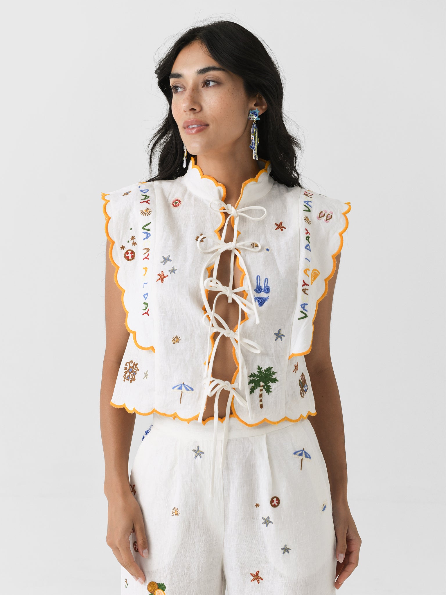 Antipodean Women's Vacay All Day Scallop Edge Tie Top - Saint Bernard