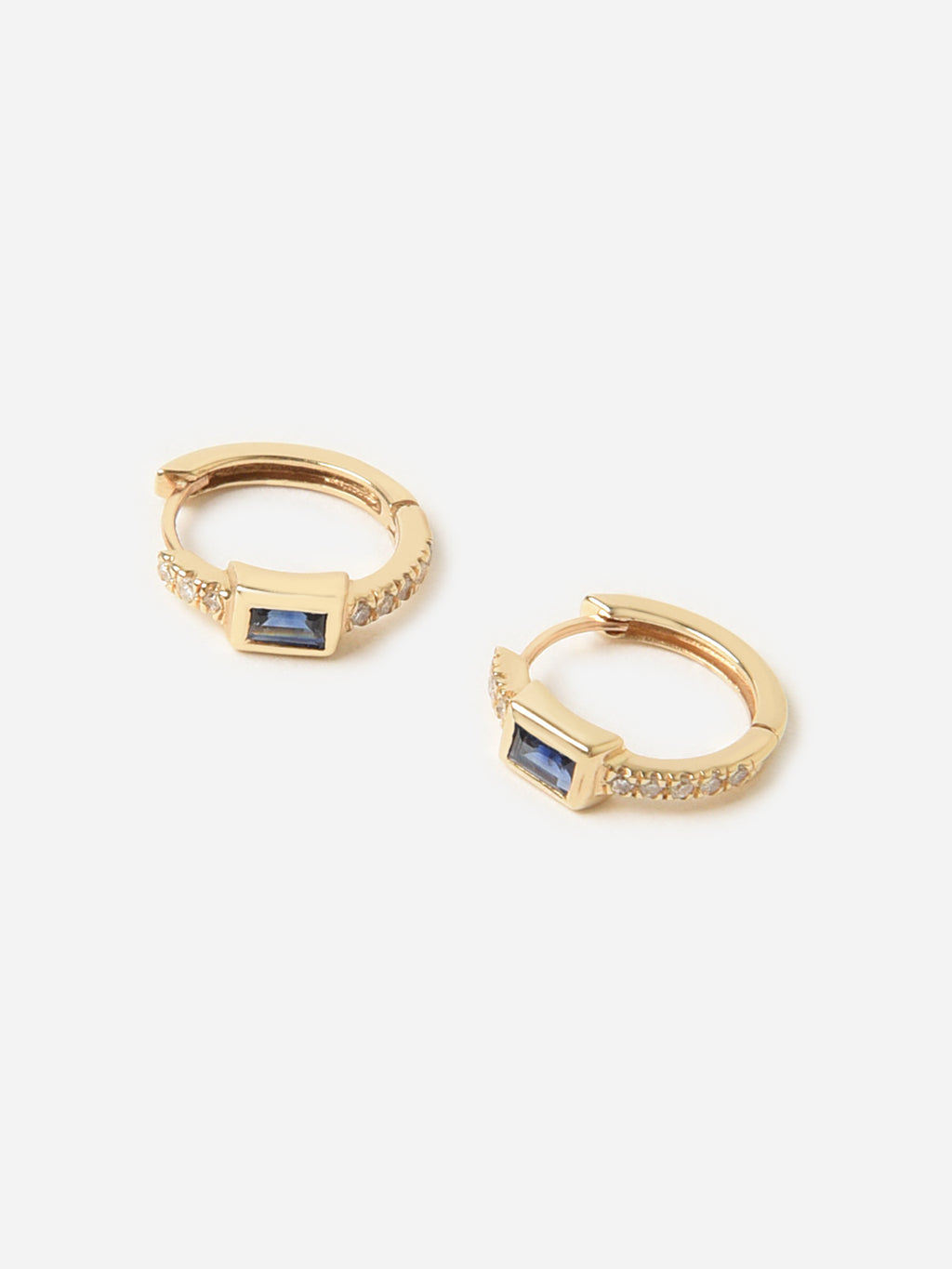 S. Bell Baguette Sapphire Diamond Huggie Earrings - Saint Bernard