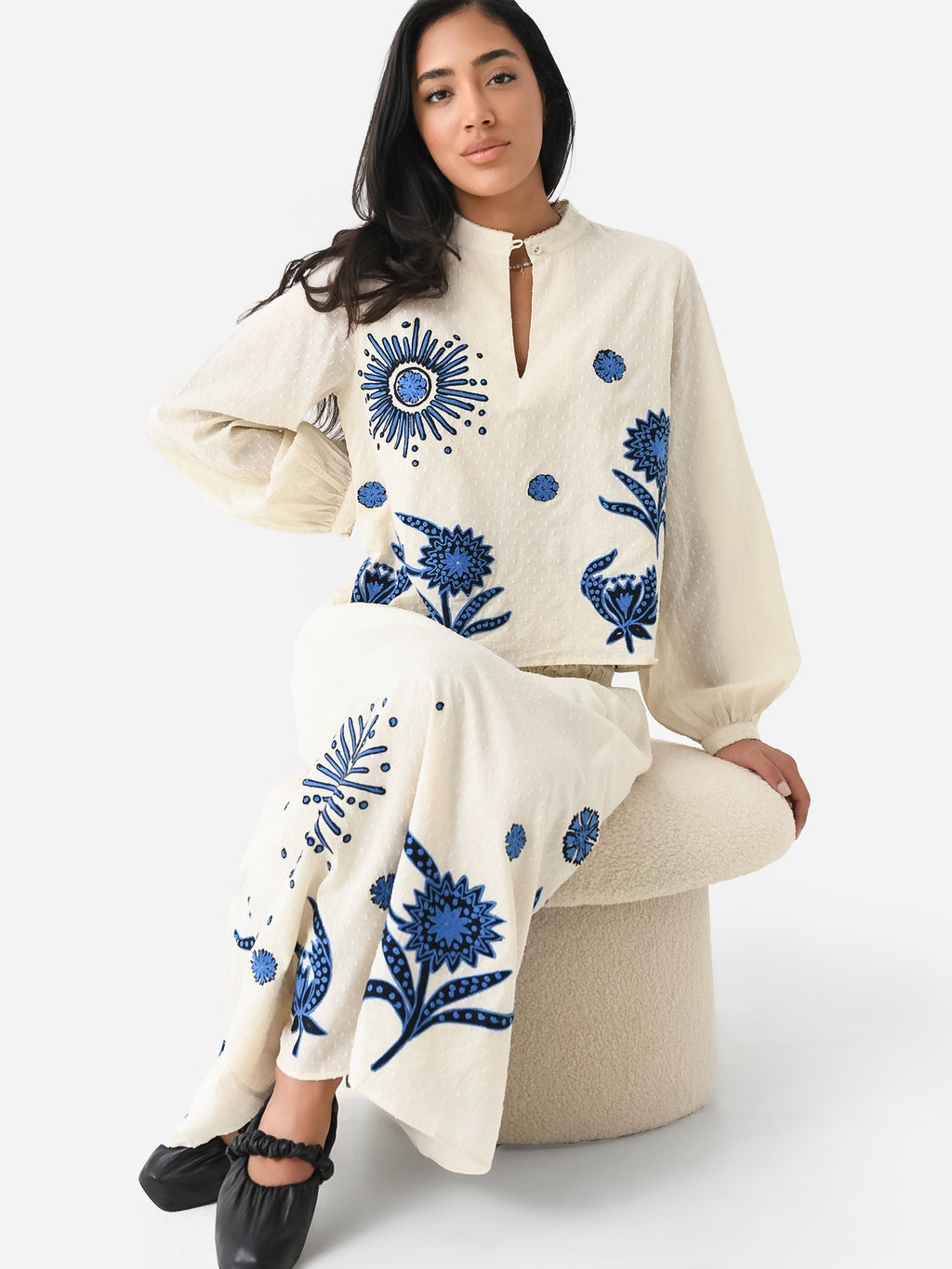 Chufy Women's Ingrid Embroidered Blouse - Saint Bernard