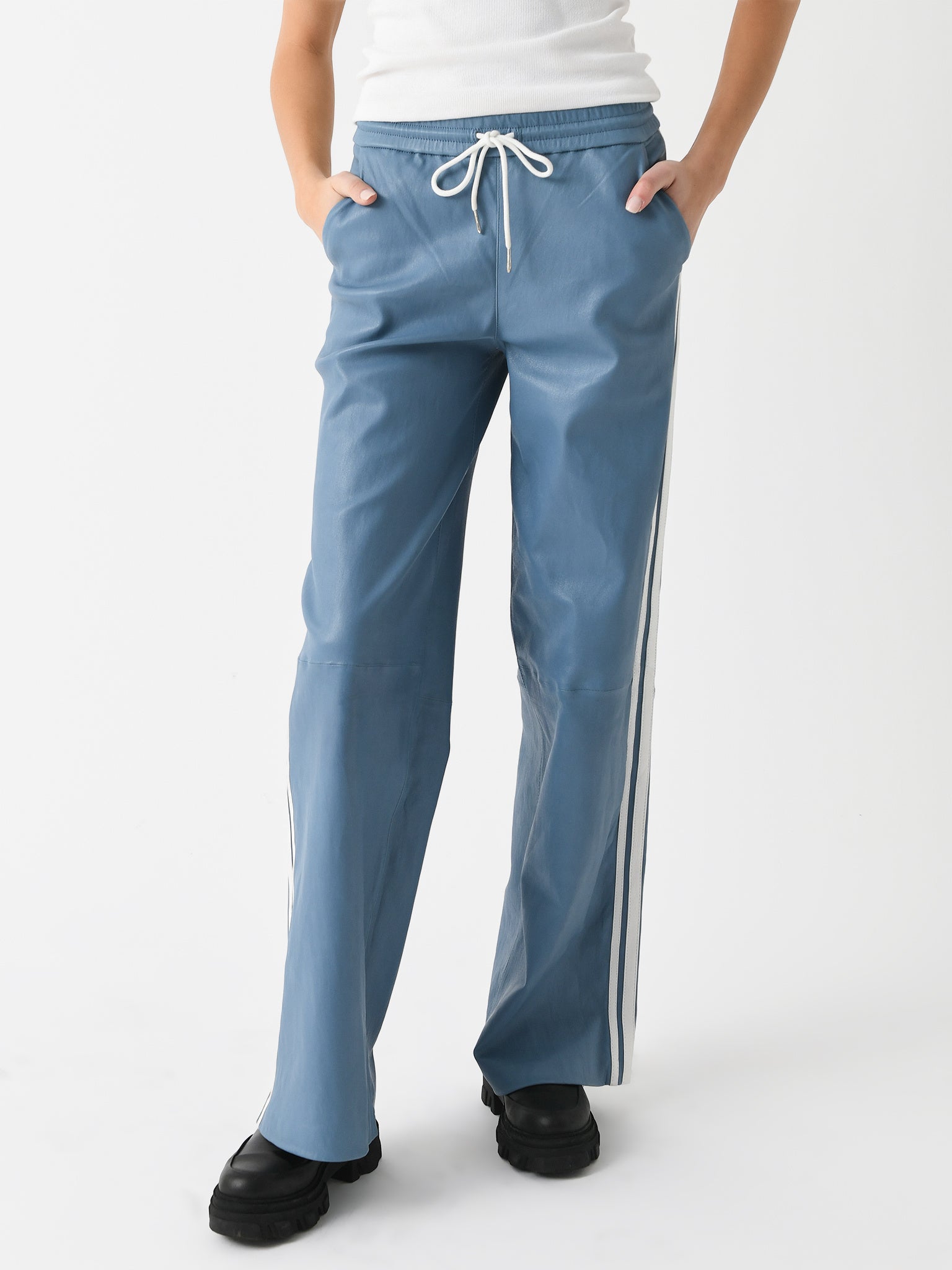 SPRWMN Women's Leather Athletic Drawstring Pant - Saint Bernard