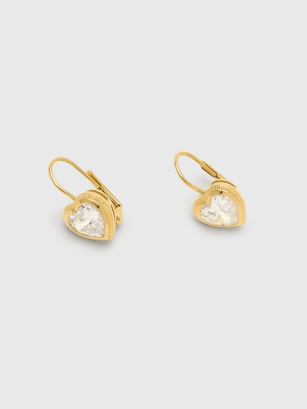 Bezel Heart Drop EarringsxGOLD-alt2