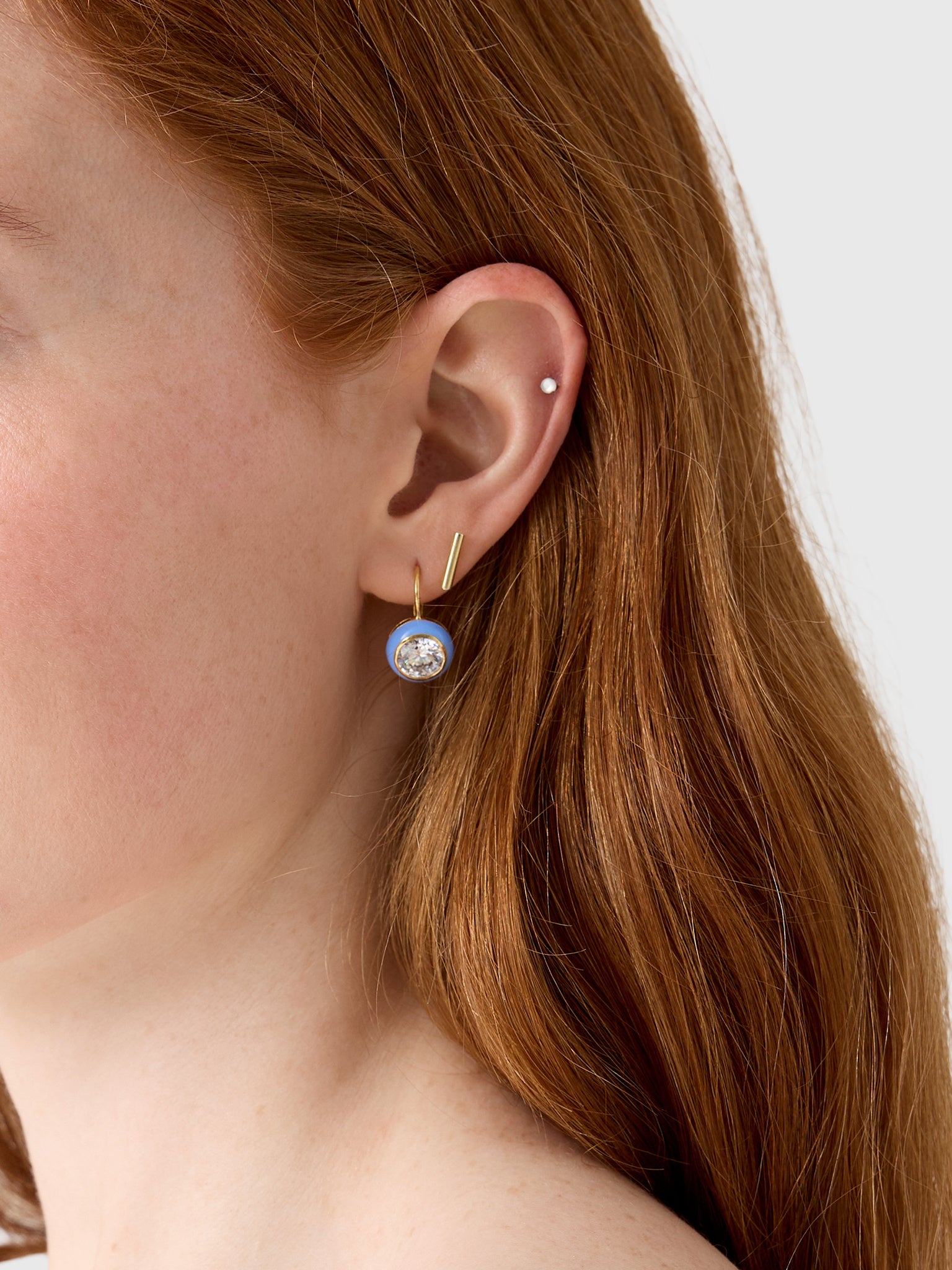 Hart Blue Enamel Bezel Drop Earrings - Saint Bernard