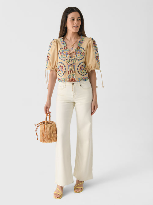 Outland Denim Women's Mia Mid Rise Wide Jean