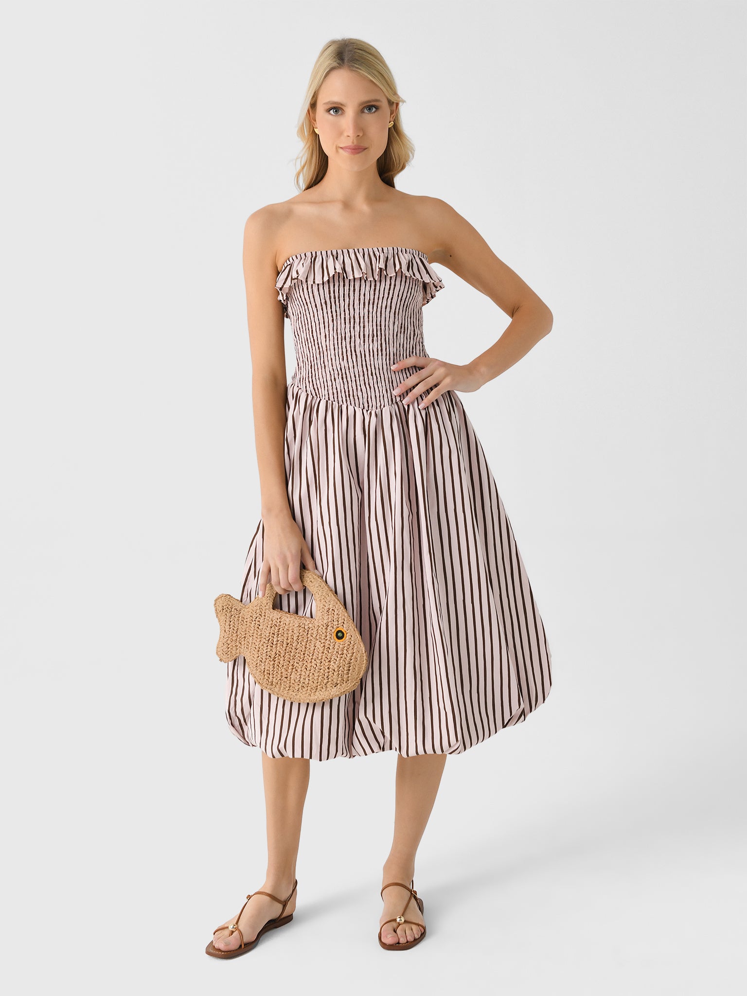 EM On Holiday Women's Ruched Strapless Bubble Dress - Saint Bernard