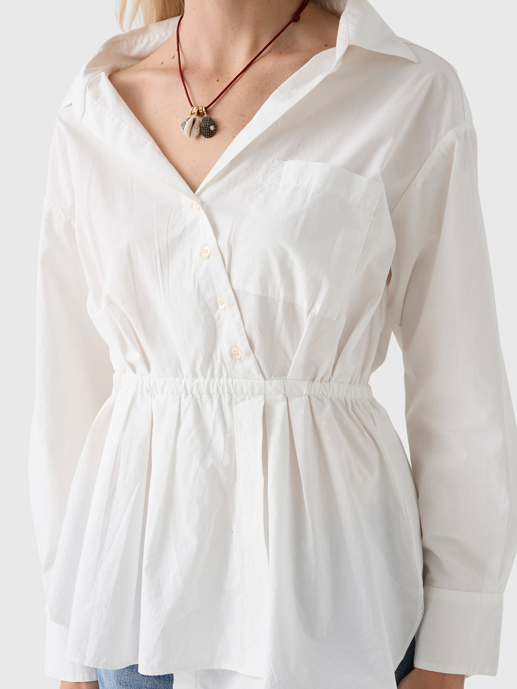 Rosie Assoulin Women's Falling Off The Shoulder Shirt - Saint Bernard