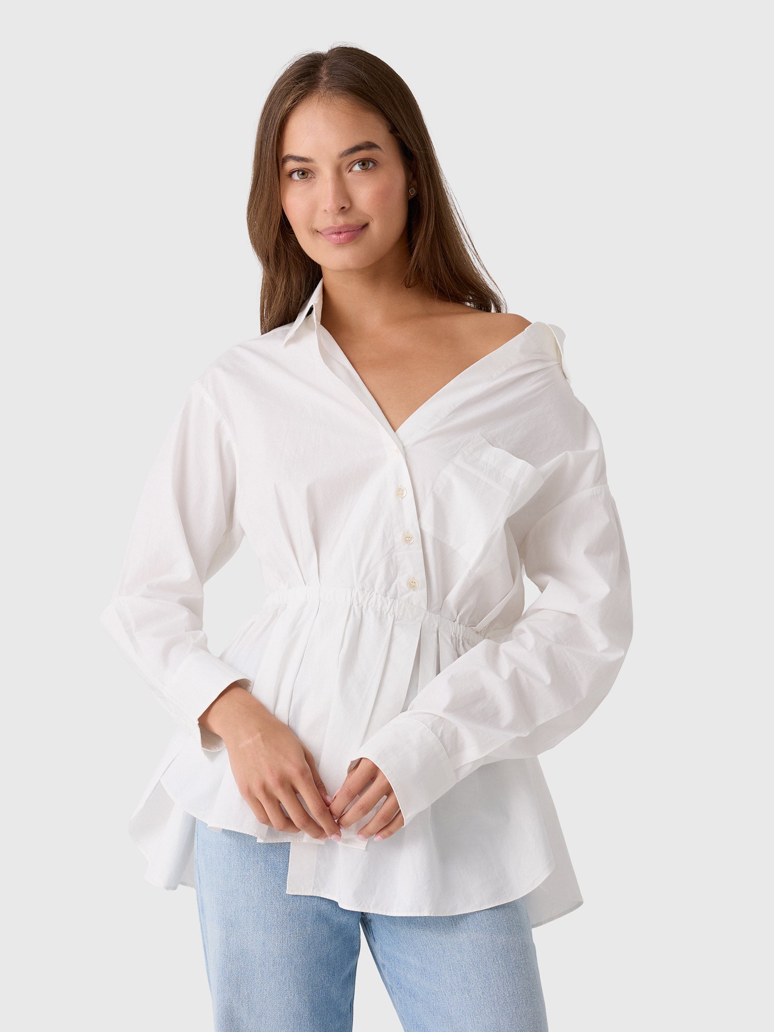 Rosie Assoulin Women's Falling Off The Shoulder Shirt - Saint Bernard