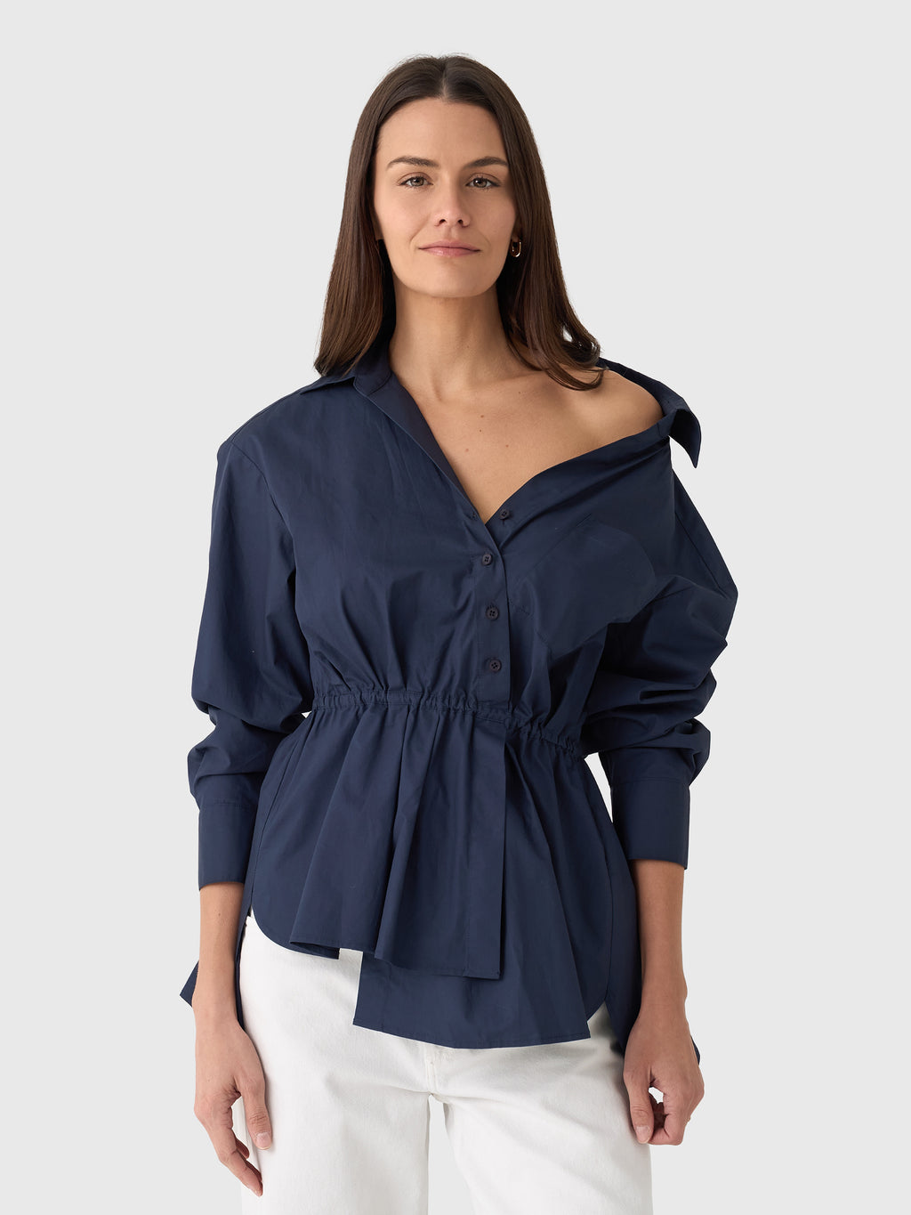 Rosie Assoulin Women's Falling Off The Shoulder Shirt - Saint Bernard