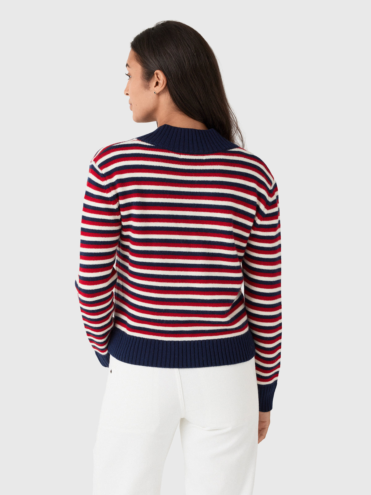 Rosie Assoulin Women's Striped V-Neck Sweater - Saint Bernard