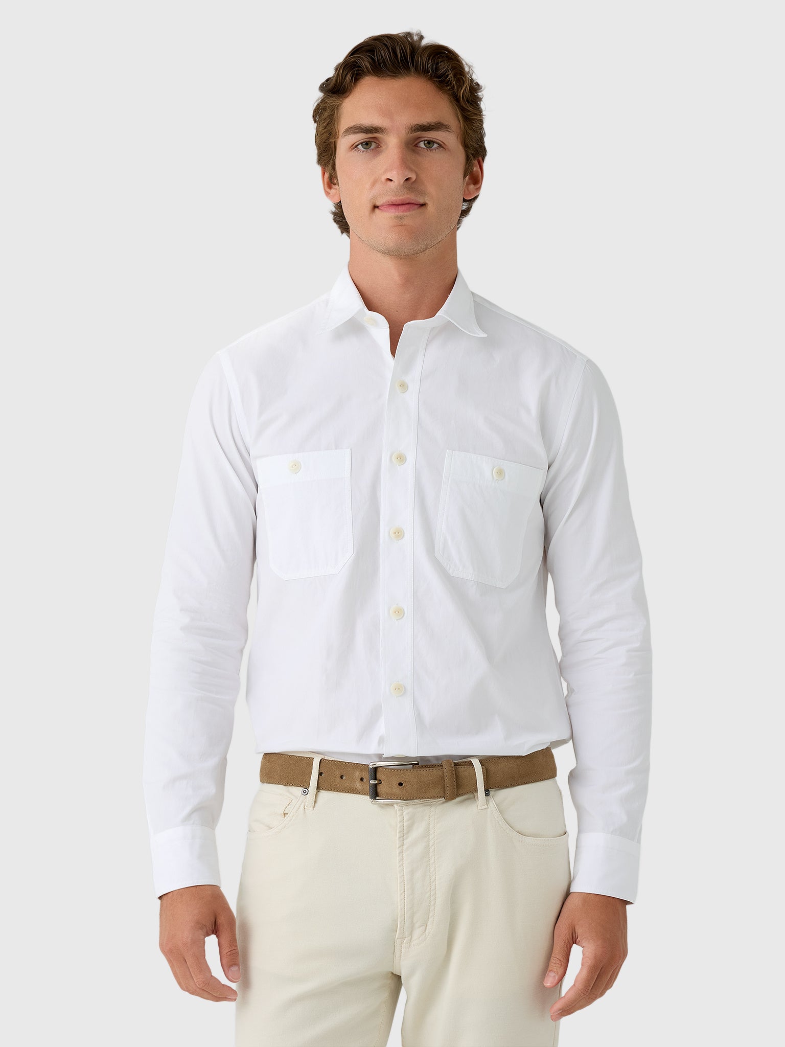 Salvatore Piccolo Men's Long Sleeve Cotton Shirt - Saint Bernard