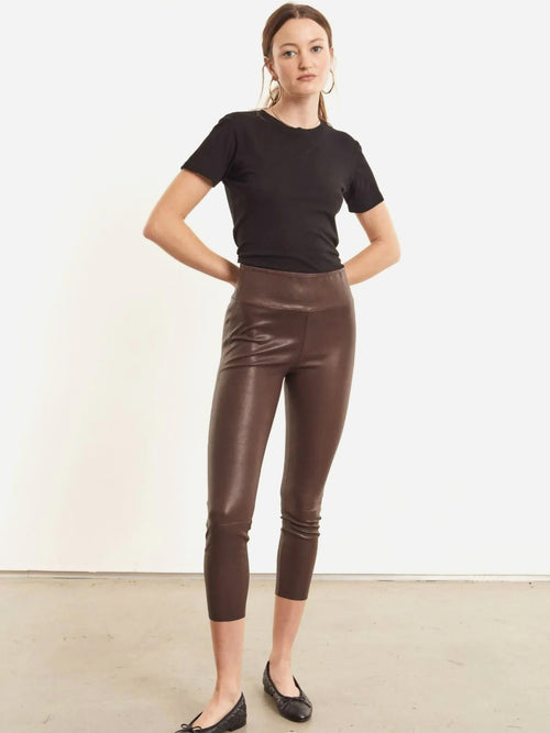 SPRWMN Women's Leather Capri Legging