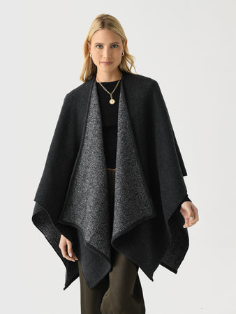 ella_selectshop＊dot wool boa cape Wool Belted Cape with Fox Collar