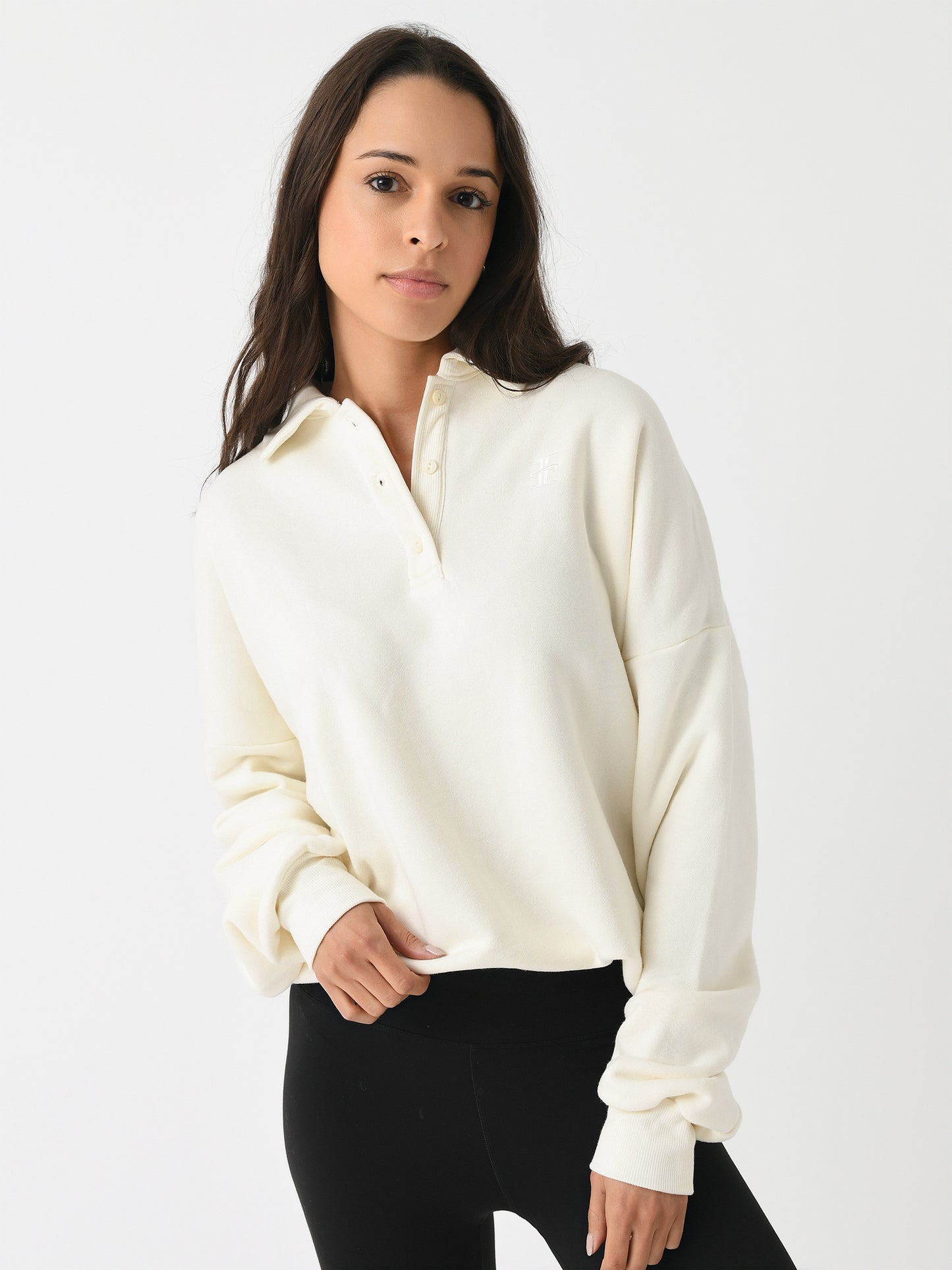 Eterne Women's Oversized Polo Sweatshirt