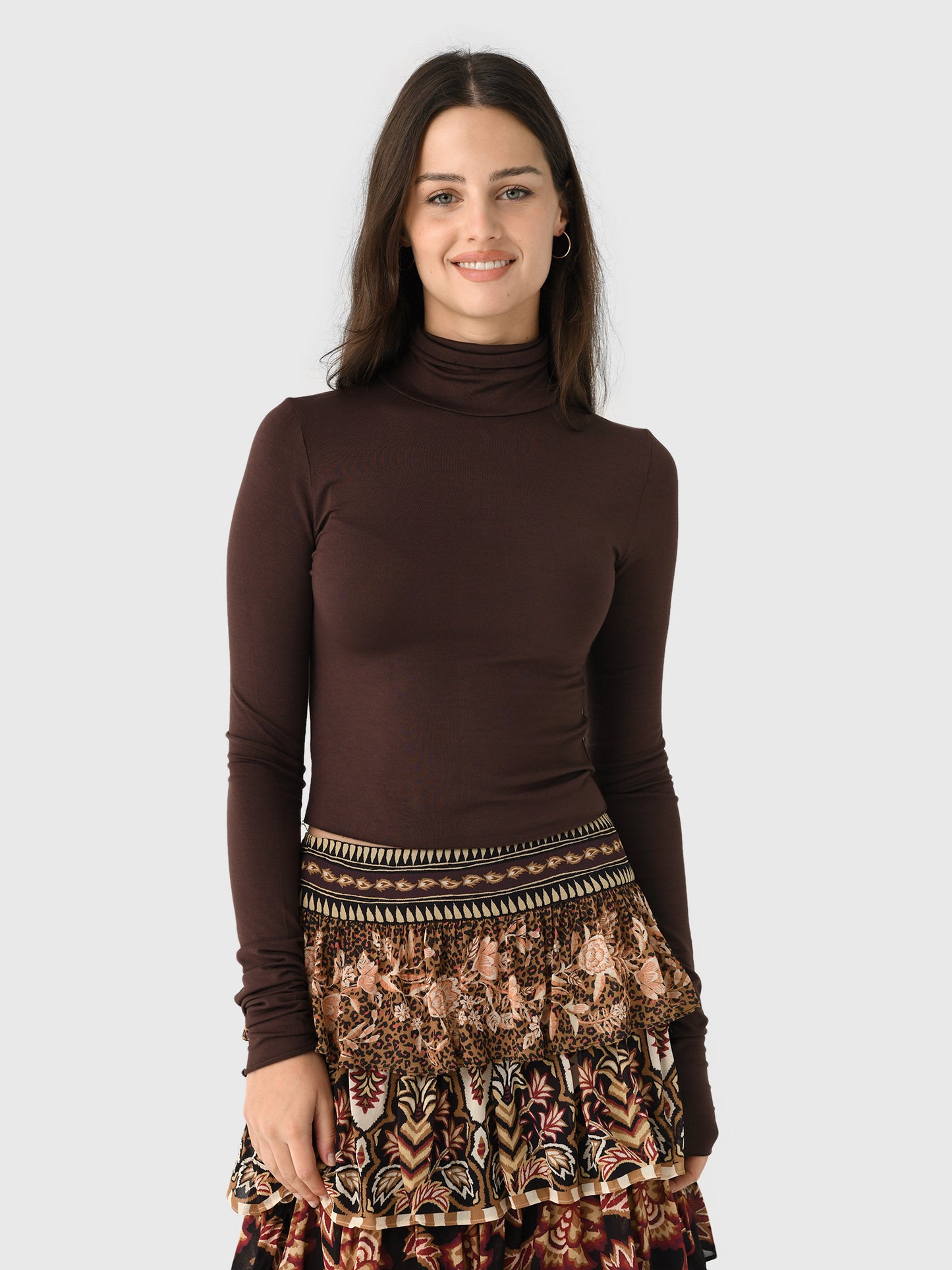 Eterne Women's Cropped Fitted Turtleneck Top - Saint Bernard