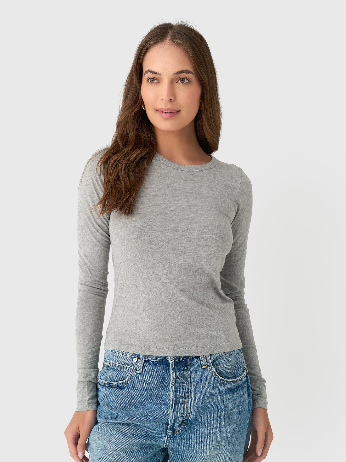 Eterne Women's Fitted Crewneck Long Sleeve T-Shirt - Saint Bernard