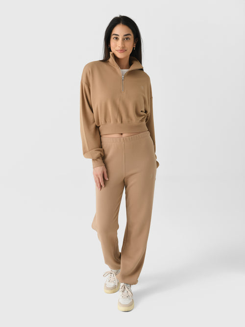 Eterne Women's Cropped Half-Zip Sweatshirt