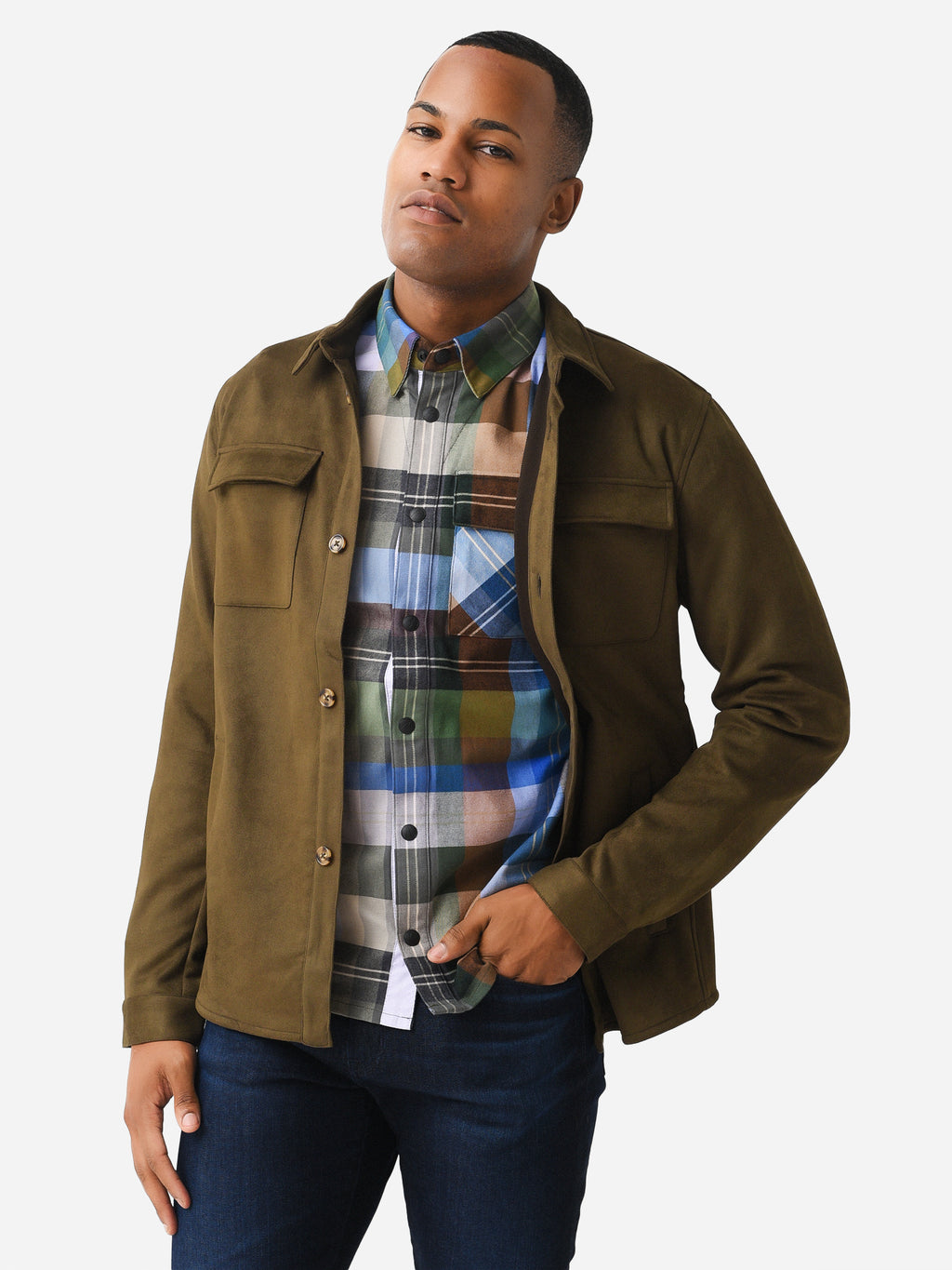 RYE51 Men's The Drummond Microsuede Chore Jacket - Saint Bernard