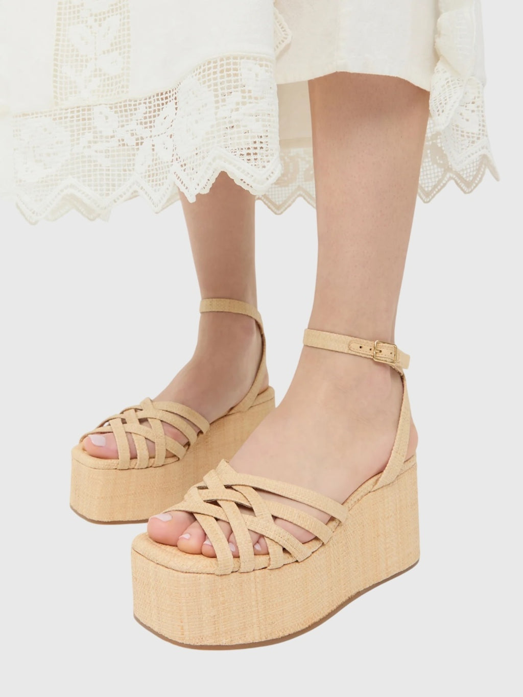 Loeffler Randall Women's Channing Raffia Platform Sandal - Saint Bernard