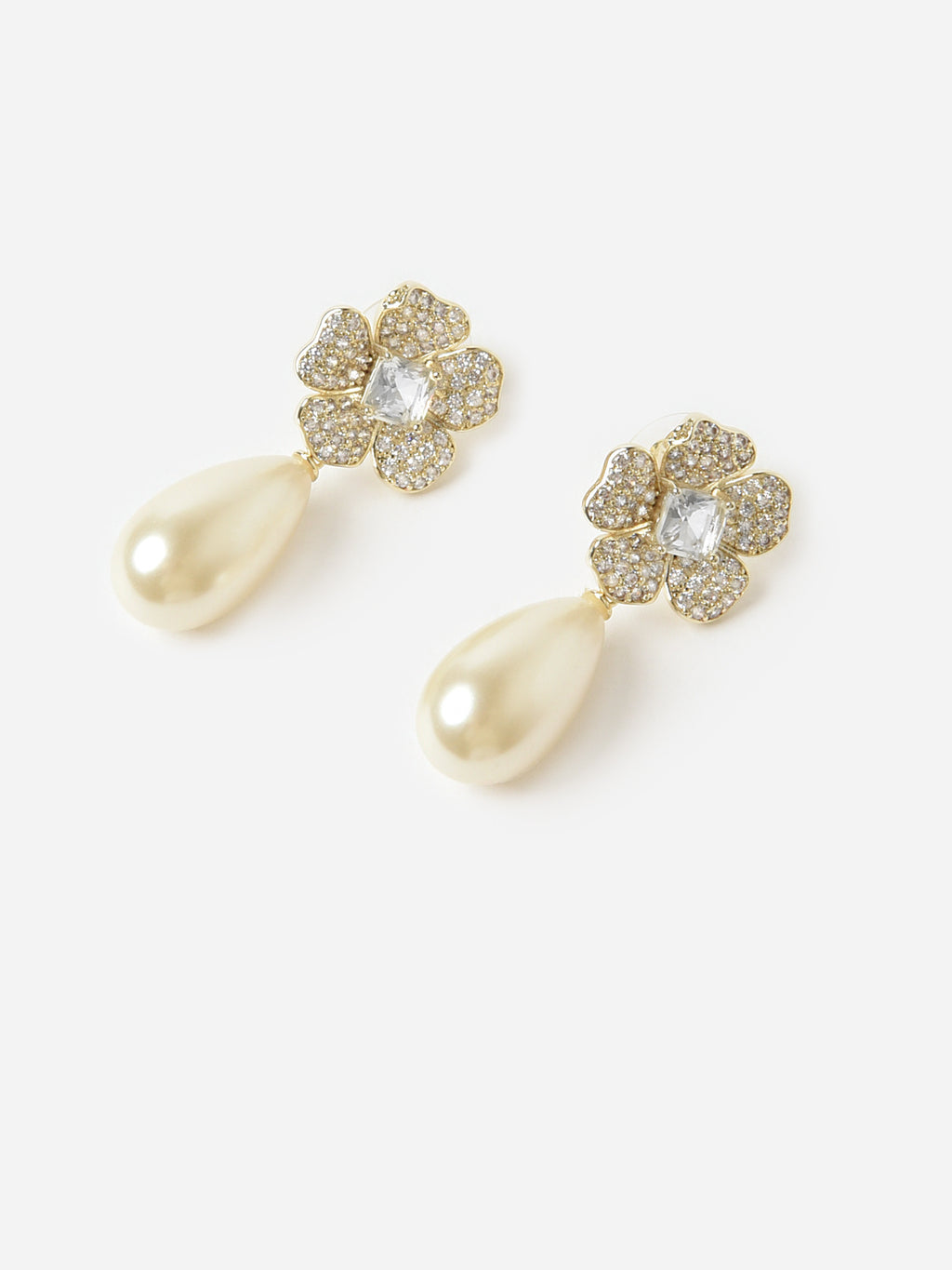 Nicola Bathie Women's Chelsea Garden Flower + Pearly Teardrop Earrings - Saint Bernard