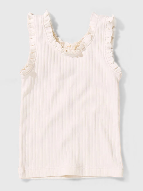Pink Chicken Girls' Joy Ruffle Rib Tank