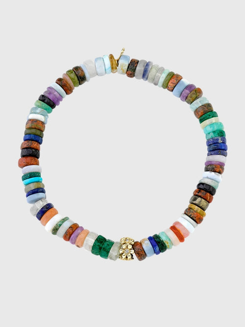 Sydney Evan Tiny Daisy Rondelle Rainbow Heishi Bracelet