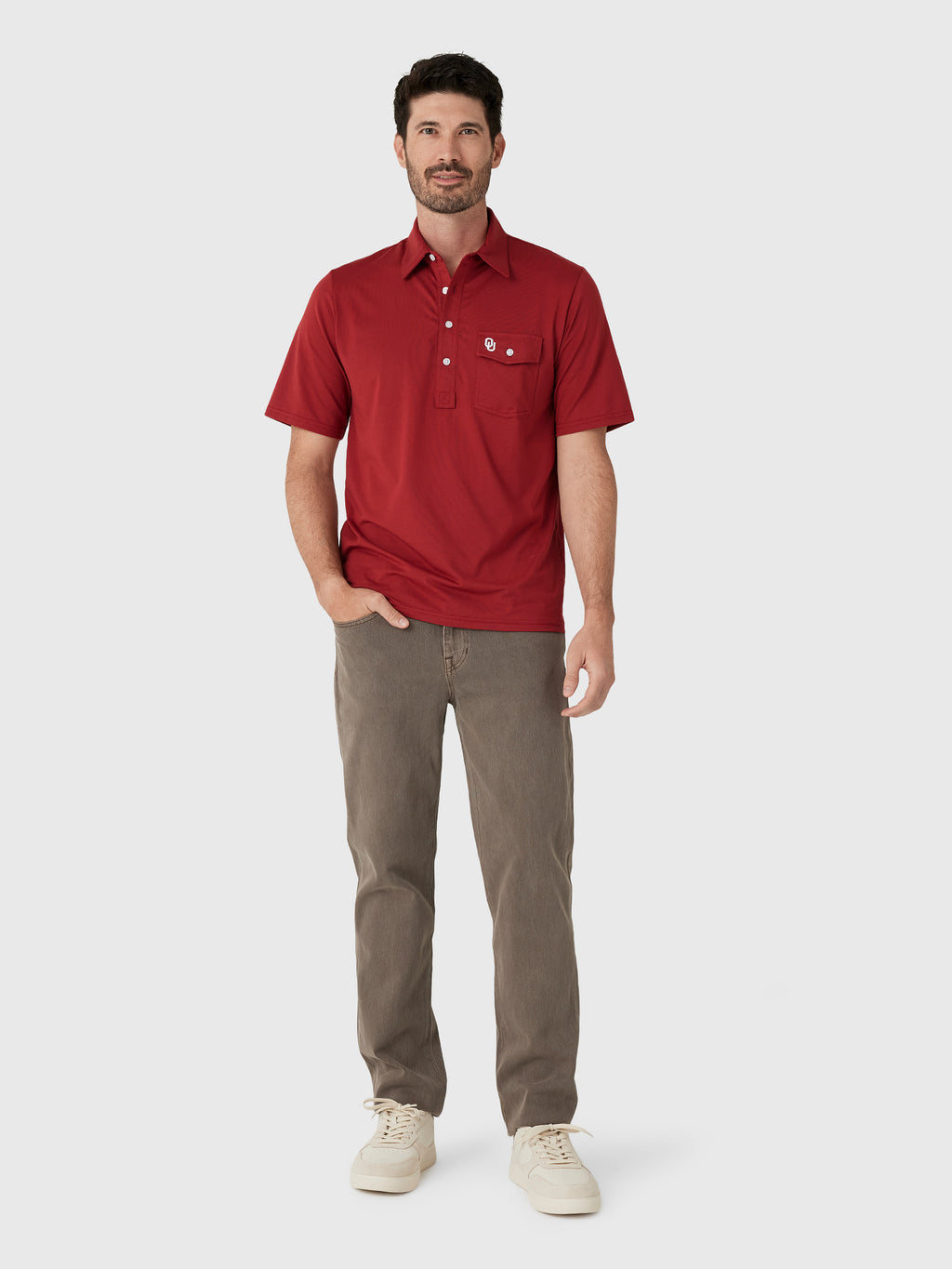 Criquet Men's Oklahoma University Coach's Performance Players Polo - Saint Bernard