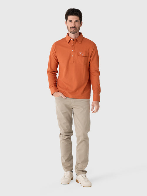 Criquet Men's University of Texas Long Sleeve Players Polo - Saint Bernard