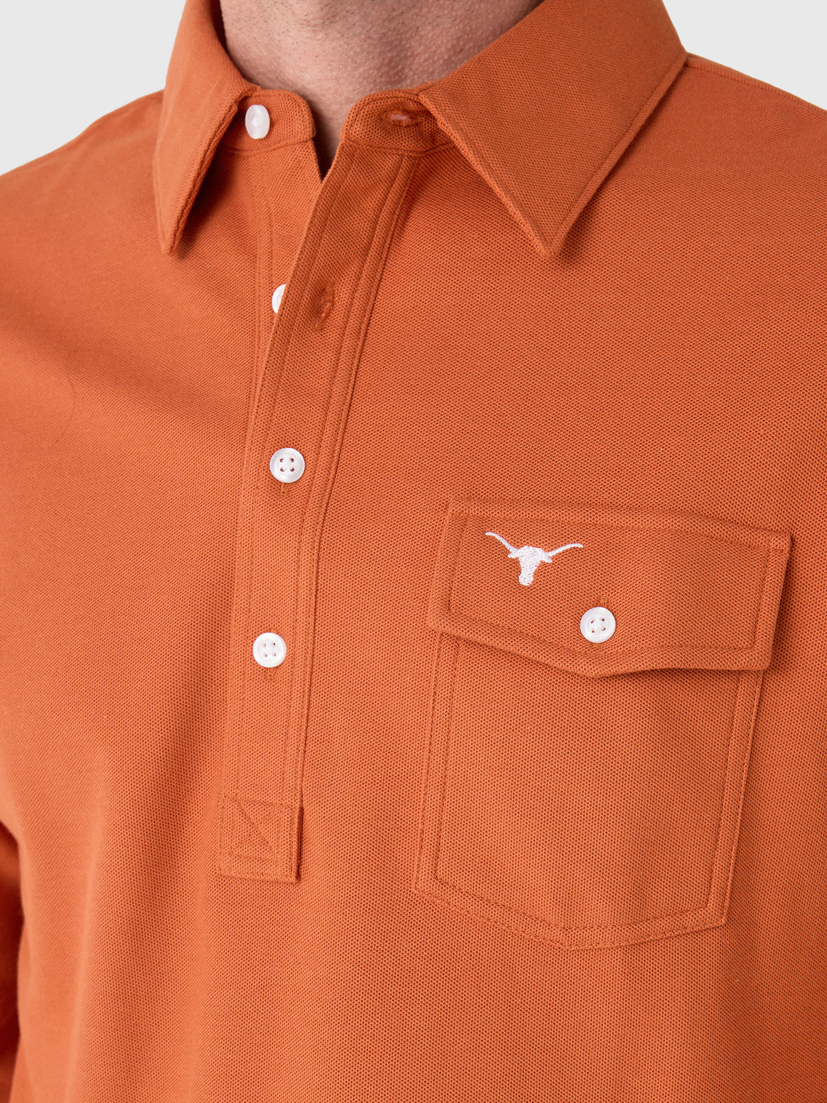 Criquet Men's University of Texas Long Sleeve Players Polo - Saint Bernard