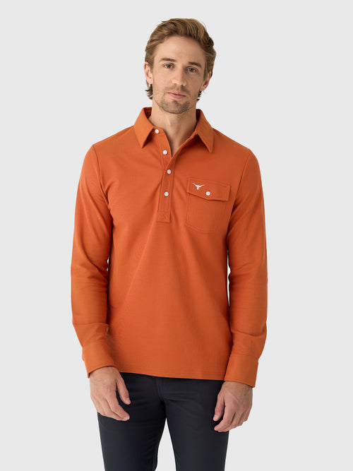 Criquet Men's University of Texas Long Sleeve Players Polo