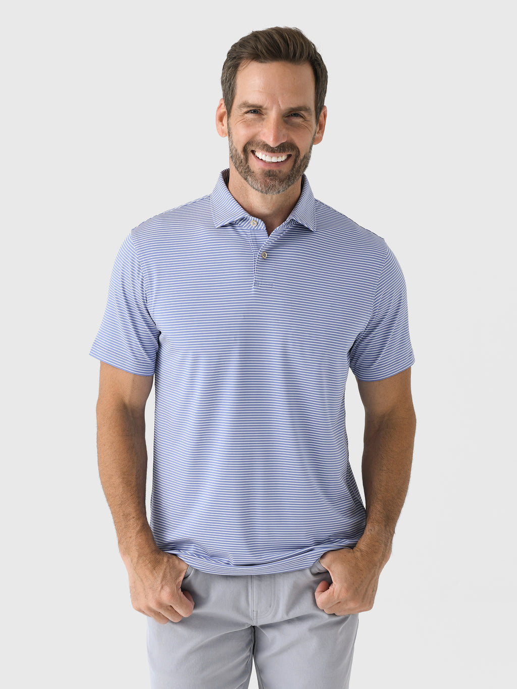 Sun Day Red Men's Refined Cypress Stripe Polo - Saint Bernard
