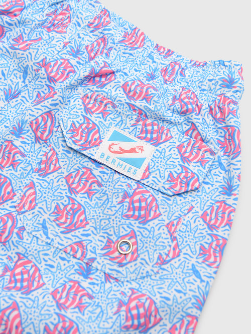 Bermies Boys' Coral Fish Swim Trunk