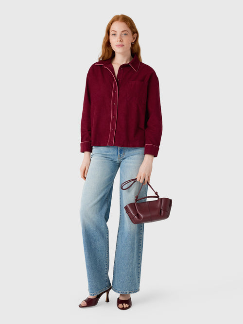 Love Note Women's Cord Boyfriend Top - Saint Bernard