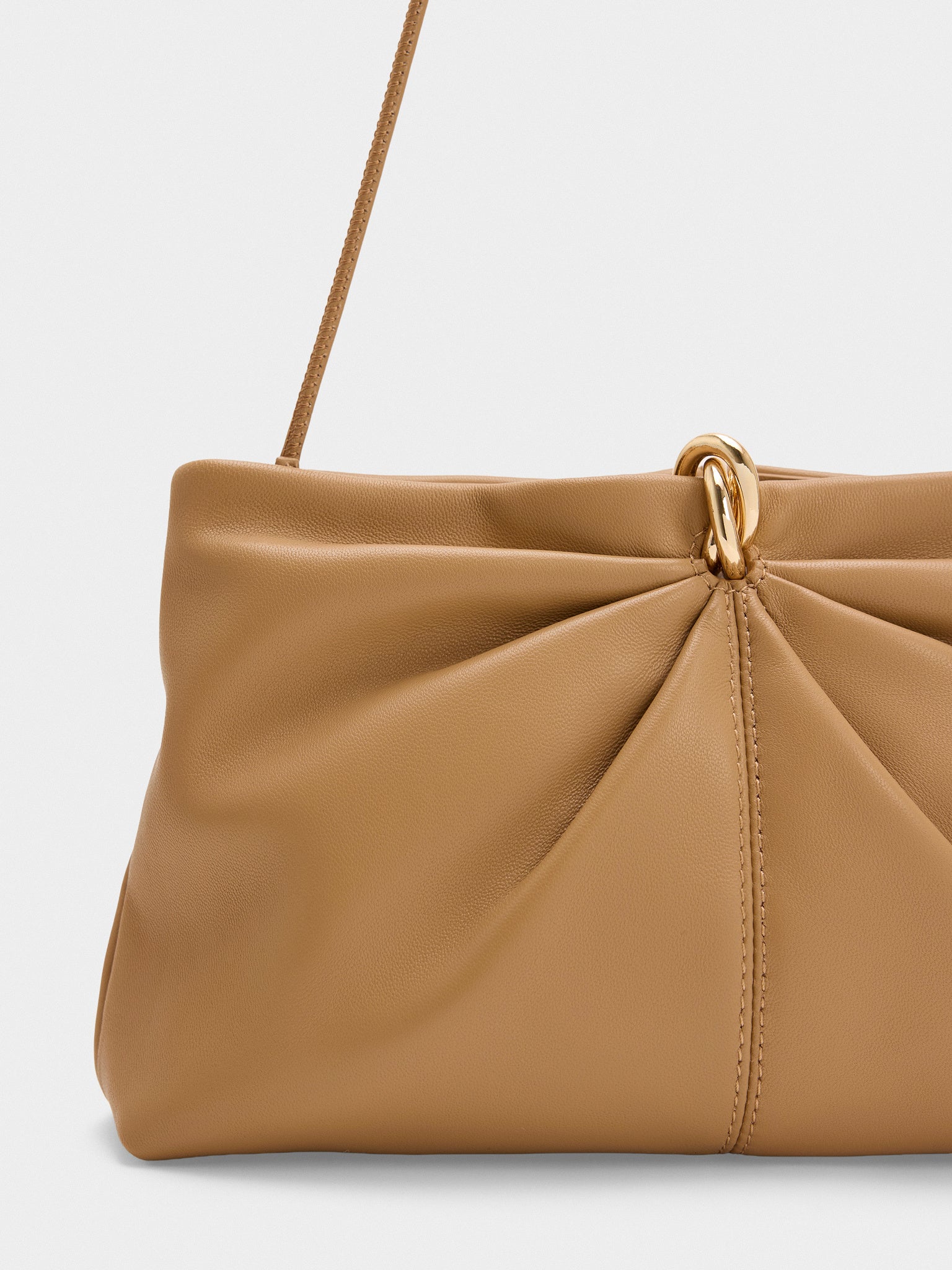 Loeffler Randall Corrine Leather Gathered Clutch - Saint Bernard