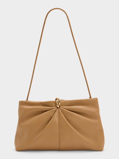 Loeffler Randall Corrine Leather Gathered Clutch - Saint Bernard
