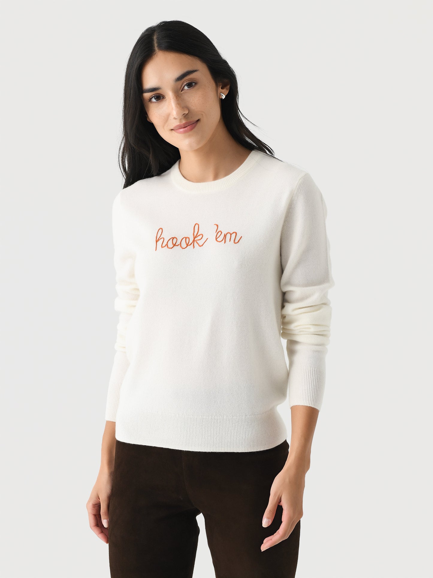 Lingua Franca Women's Hook 'Em Crewneck Sweater - Saint Bernard