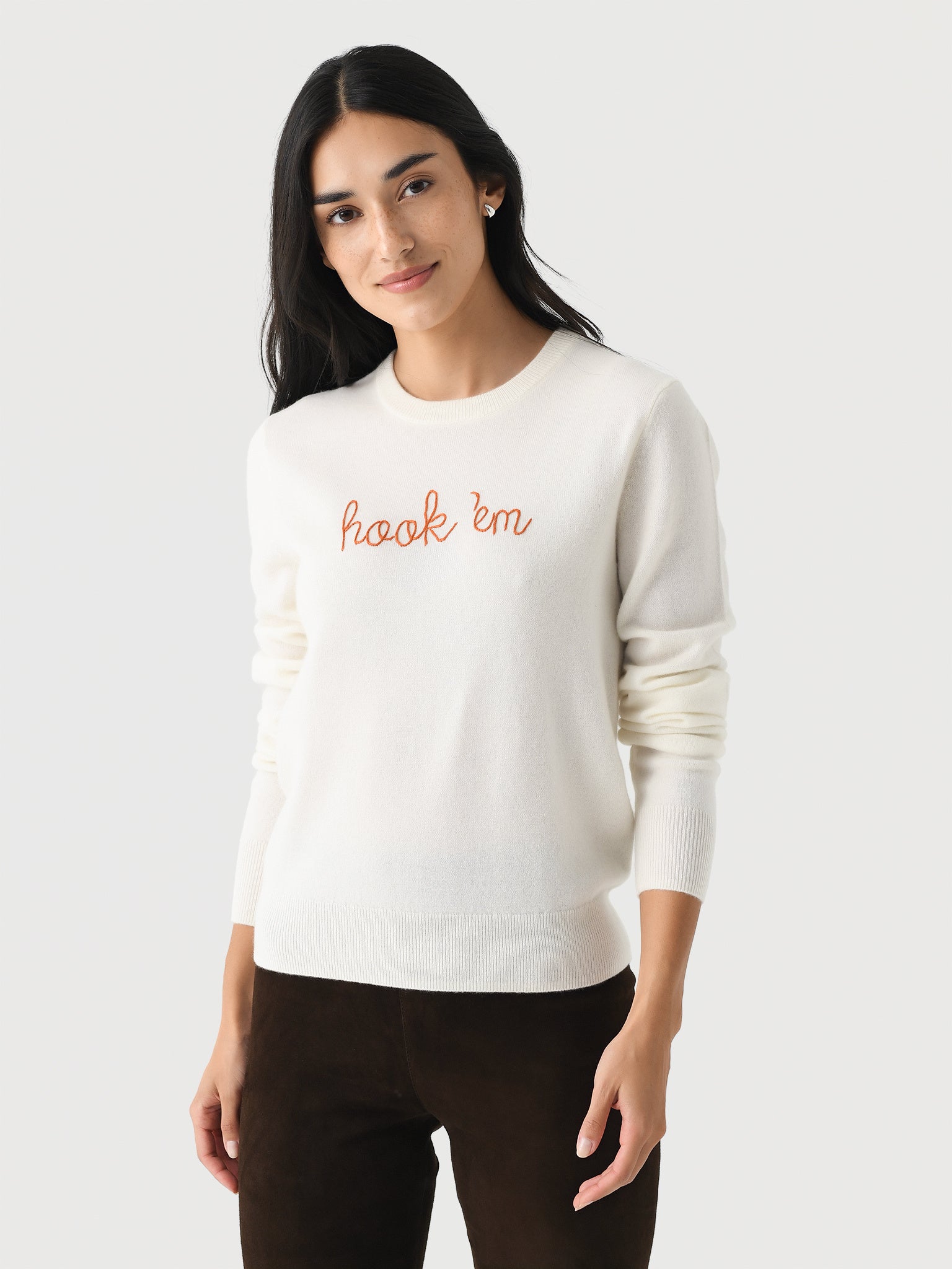 Lingua Franca Women's Hook 'Em Crewneck Sweater - Saint Bernard