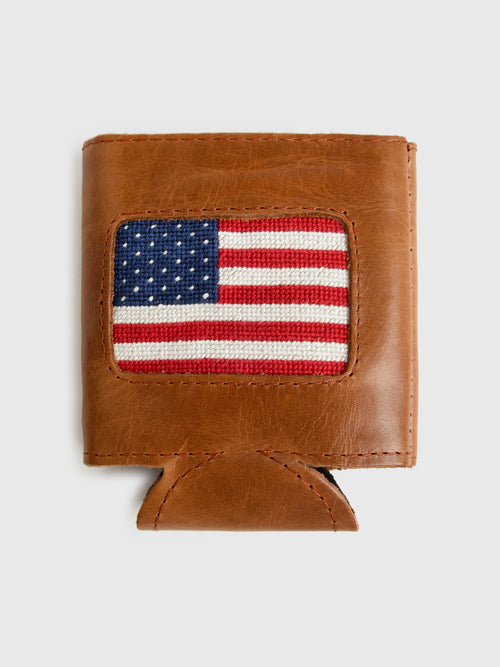 Smathers + Branson American Flag Needlepoint Can Cooler