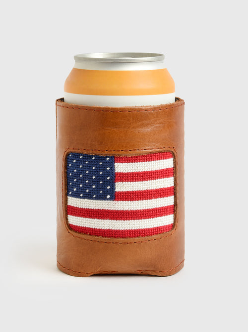 Smathers + Branson American Flag Needlepoint Can Cooler