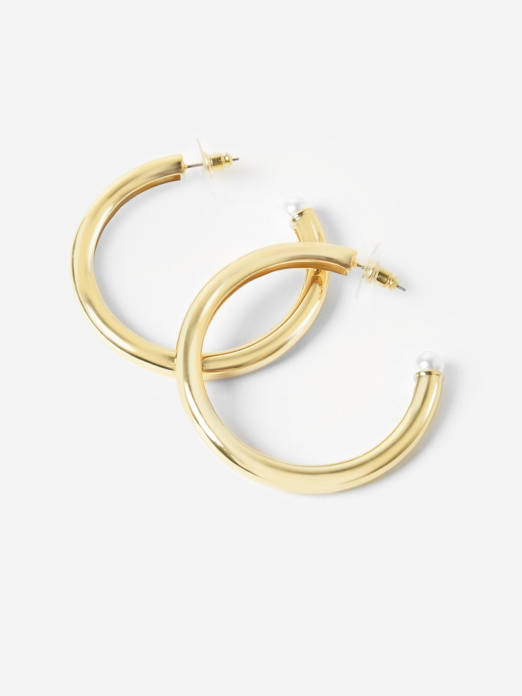 Nicola Bathie Chunky Golden Hoop + Pearl Earrings - Saint Bernard