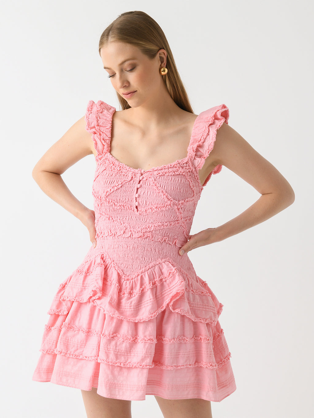 LoveShackFancy Women's Marsinia Cotton Smocked Dress - Saint Bernard