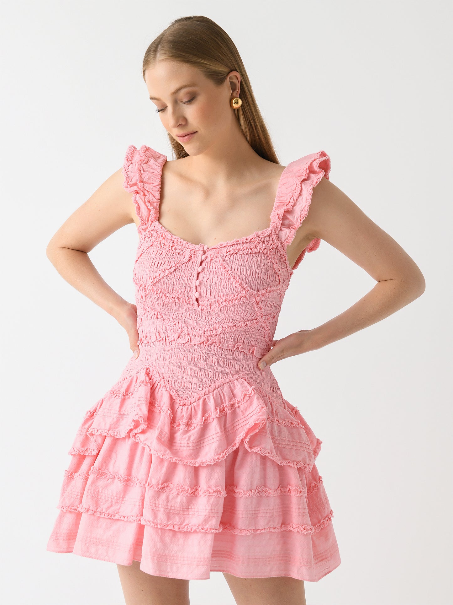 LoveShackFancy Women's Marsinia Cotton Smocked Dress - Saint Bernard