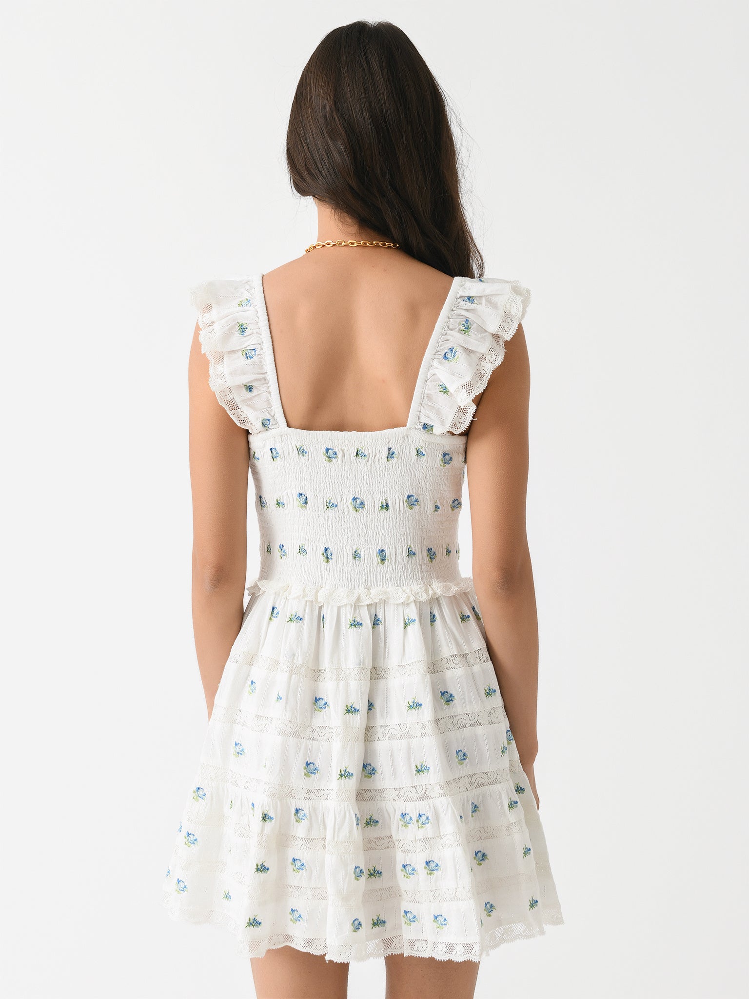 LoveShackFancy Women's Finny Cotton Ikat Floral Mini Dress