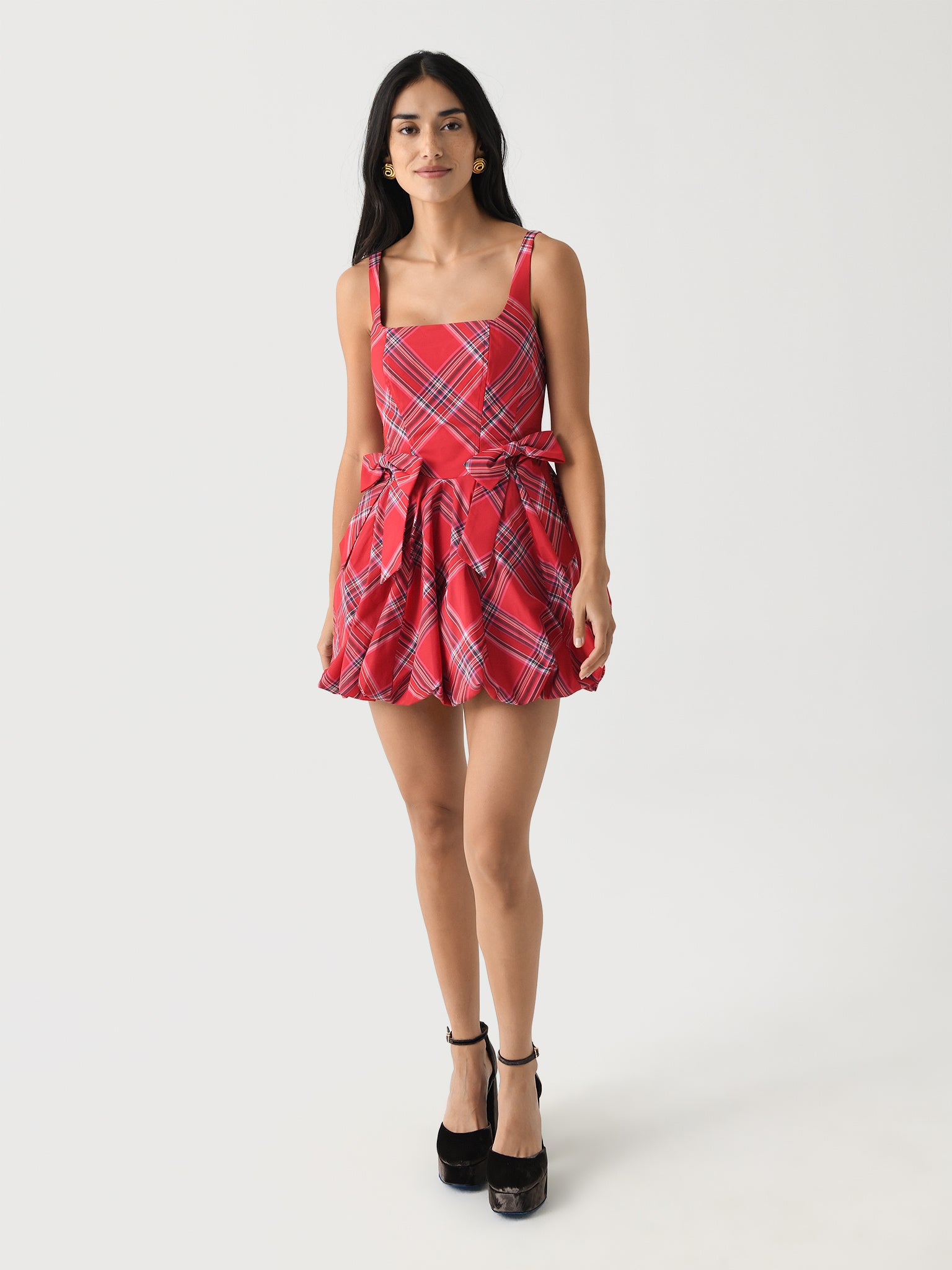 ruelle tartan mini bubble dress LoveShackFancy Ruelle Tartan Mini Bubble Dress