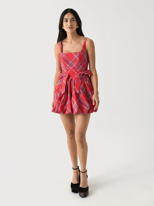 LoveShackFancy Women's Ruelle Tartan Mini Bubble Dress