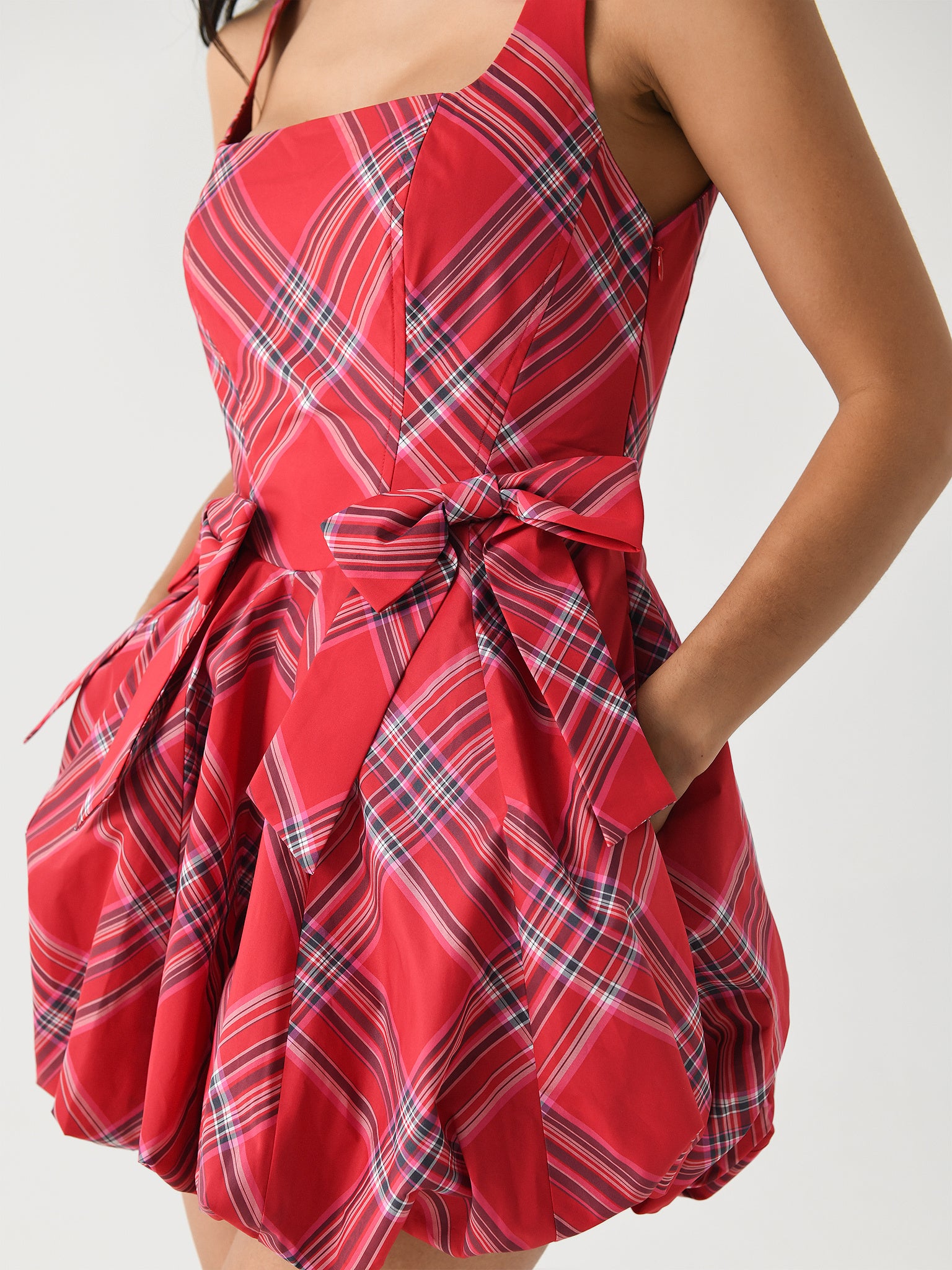 love shack fancy red dress LoveShackFancy London Tartan Gerania Midi-Dress